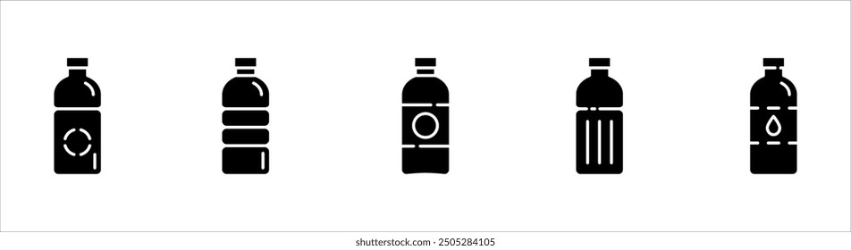 Plastic Bottle line icon set shape collection, thin line design vector illustration, on white background.
