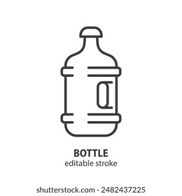 Plastic bottle line icon. Vector symbol of cooler container. Editable stroke.