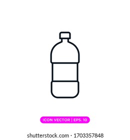 Plastic bottle linear icon vector design template