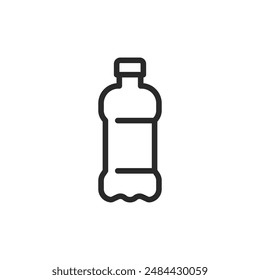 Botella de plástico, icono de estilo lineal. Ancho de trazo editable