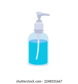Plastic bottle for liquid antiseptic flat vector illustration. Plastic container for cleaning products isolated on white background. Hygiene, household concept