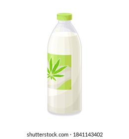 Botella de plástico con leche con ingrediente hembra como vector de producto alimenticio orgánico Ilustración