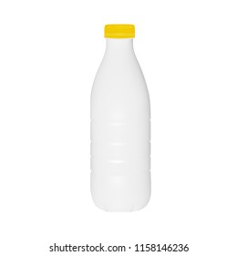Plastic bottle of milk or kefir in vector on white background.