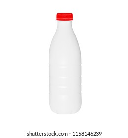 Plastic bottle of milk or kefir in vector on white background.