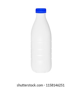 Plastic bottle of milk or kefir in vector on white background.