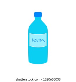 Plastic bottle of mineral water on a white background. Food products in plastic containers. Mineral water in a bottle with a label. Food and drinks. Environmental pollution. Ecology. Place for text.