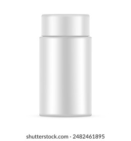 Plastic Bottle Mockup for Pharmaceutical or Cosmetic Products, Front View, Isolated On White Background. Vector Illustration