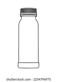 Plastic bottle mockup. Vector illustration of package for liquid. Line design icon.