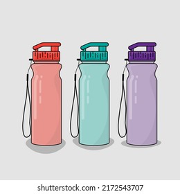 Plastic bottle in multicolor choice for product packaging design with cartoon concept design