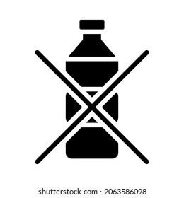 Plastic Bottle Not Allowed Sign. No plastic. Forbidden icon of bottle, pollution. Zero waste, environment protection. Vector