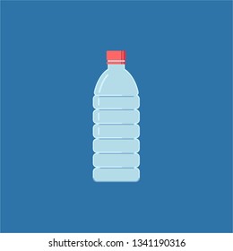Plastic bottle on a blue background in flat style. Icon. Vector illustration.