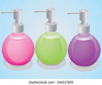 plastic bottle on blue background 