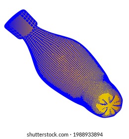 Plastic bottle on white background, 3d color Greed vector cartoon.