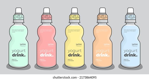 Plastic bottle with opened and closed cap template in pastel colors for product packaging design