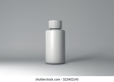Plastic Bottle Packaging Mock-up. White Medical Container. Vector Illustration