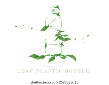 Plastic bottle (PET bottle) painted with green leaves | Ecology Art Series