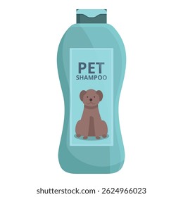 Plastic bottle of pet shampoo with a dog illustration, showing the product is for dogs
