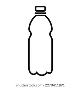 Plastic bottle pictogram. Drink packaging. Outline logo, sign, symbol. Vector line illustration isolated on white. Garbage recycle, reduce, reuse
