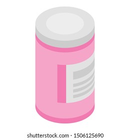 Plastic bottle with pills icon. Isometric of plastic bottle with pills vector icon for web design isolated on white background