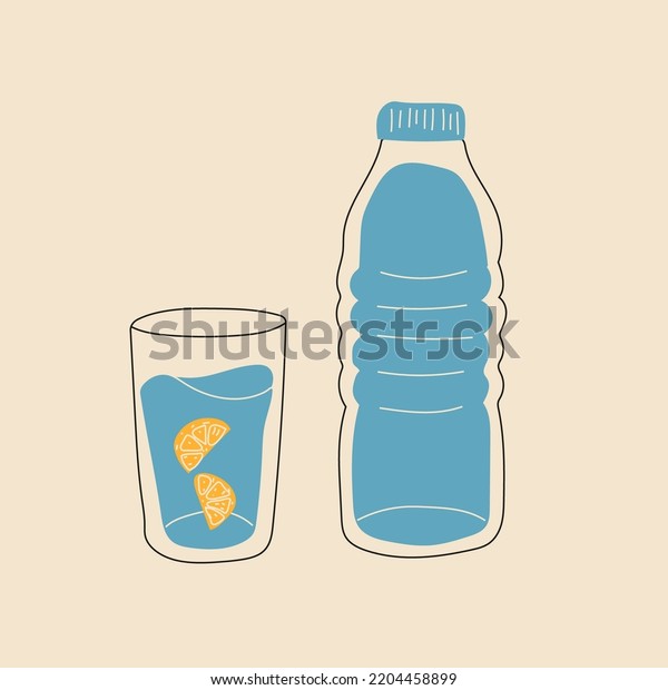 Plastic Bottle Pure Water Glass Water Stock Vector Royalty Free 2204458899 Shutterstock 3843