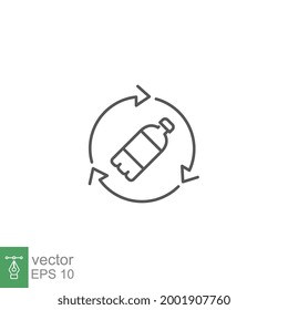 Plastic bottle recycle icon. Reusable bottle. Recycling Disposal and trash conservation concept for eco and green eco lifestyle. Line style. Vector illustration. Design on white background. EPS 10