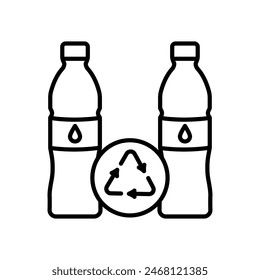 Icono aislado de reciclaje de botellas de plástico. Ilustración vectorial