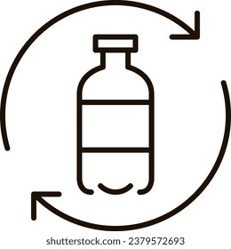 plastic bottle recycle line icon illustration
