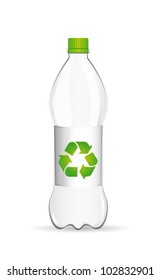 plastic bottle and recycle sign over white background  vector