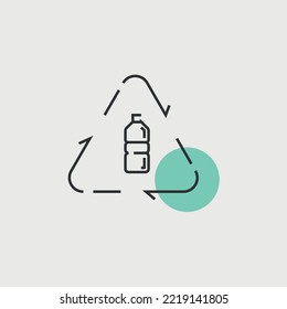 icono del vector de reciclaje de botellas plásticas guardar el icono tierra anti plástico
