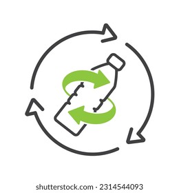 Plastic bottle recycling, concept, icon, vector.