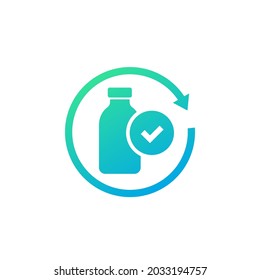 plastic bottle recycling icon, vector sign