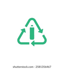 Plastic bottle recycling triangle design illustration vector, green triangle recycling arrow.