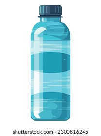 botella de plástico con agua refrescante sobre blanco