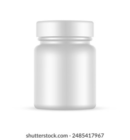 Plastic Bottle With Screw Cap, for Supplements or Pills, Isolated on White Background. Vector Illustration