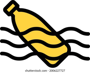 plastic bottle sea vector line colour icon