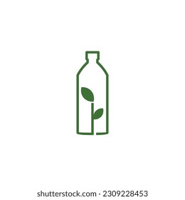 Plantilla de icono vectorial del logotipo del entorno de reciclado verde de la semilla de botella de plástico