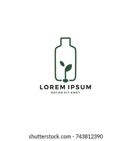 Plastic Bottle Seed Leaf Green Recycle Environment Care Logo Vector Icon Template