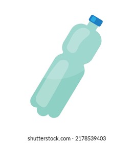 Plastic bottle semi flat color vector object. Full sized item on white. Plastic pollution and recycling. Drink container. Simple cartoon style illustration for web graphic design and animation