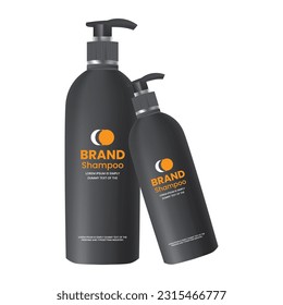 Plastic bottle set with dispenser pump for liquid soap , gel, lotion, cream, shampoo, bath foam and other cosmetics. Blank product packaging mockup template design for ads