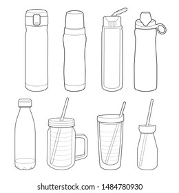 plastic bottle set drawing line