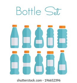 Plastic bottle set - flat icons