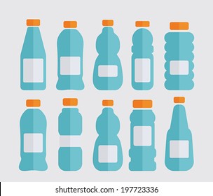 Plastic bottle set - flat icons