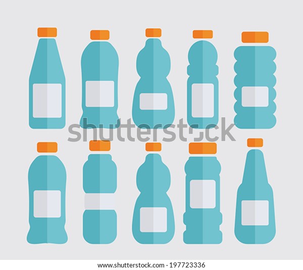 Plastic Bottle Set Flat Icons Stock Vector (royalty Free) 197723336