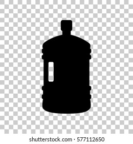 Plastic bottle silhouette sign. Black icon on transparent backgr