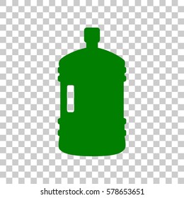 Plastic bottle silhouette sign. Dark green icon on transparent background.