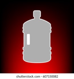 Plastic bottle silhouette sign. Postage stam or old photo style on red-black gradient background.