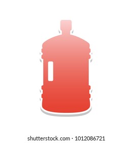 Plastic bottle silhouette sign. Vector. Reddish icon with white and gray shadow on white background. Isolated.