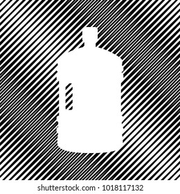 Plastic bottle silhouette sign. Vector. Icon. Hole in moire background.