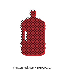Plastic bottle silhouette sign. Vector. Brown icon with shifted black circle pattern as duplicate at white background. Isolated.