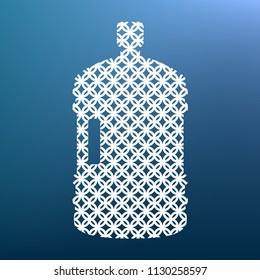 Plastic bottle silhouette sign. Vector. White textured icon at lapis lazuli gradient background.